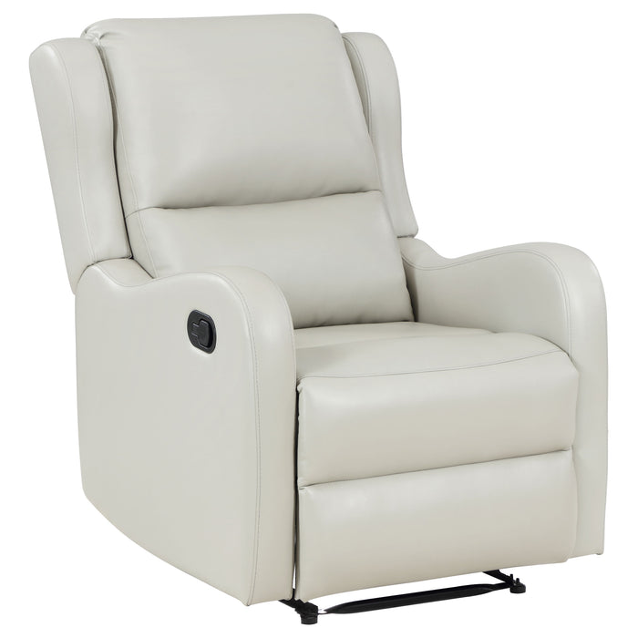 Ivory Kelsey upholstered English arm recliner chair with plush cushioning and wooden legs, modern furniture by CoasterEveryday