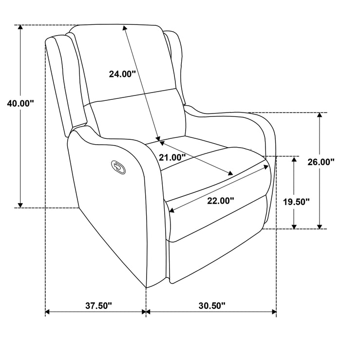 Ivory Kelsey upholstered English arm recliner chair from CoasterEveryday, featuring plush fabric and classic design.