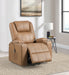 Armstrong camel faux leather power lift massage recliner with channel stitching by CoasterEveryday