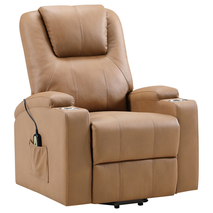 Armstrong Faux Leather Power Lift Massage Recliner Camel