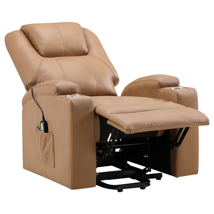 Armstrong Faux Leather Power Lift Massage Recliner Camel