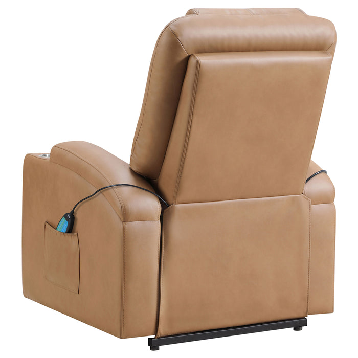 Armstrong Faux Leather Power Lift Massage Recliner Camel