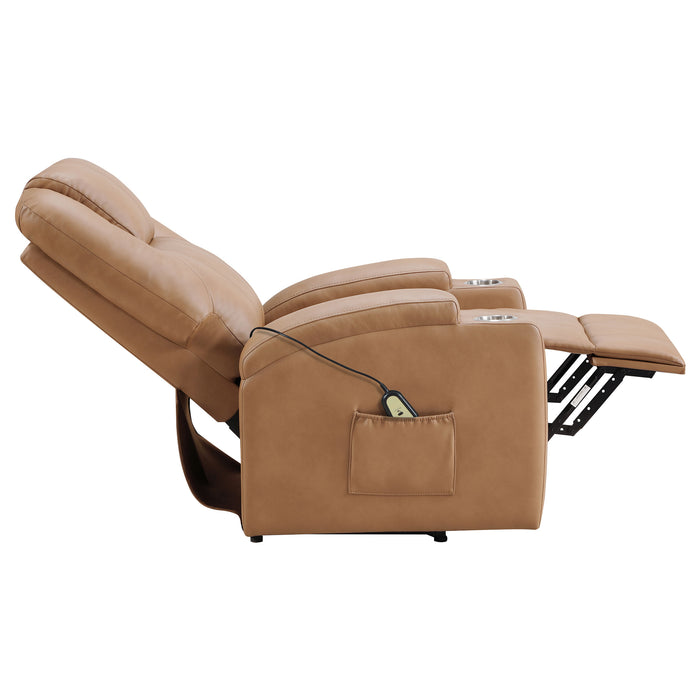 Armstrong Faux Leather Power Lift Massage Recliner Camel