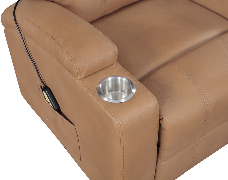 Armstrong Faux Leather Power Lift Massage Recliner Camel
