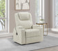 Armstrong ivory faux leather power lift massage recliner with channel stitching by CoasterEveryday