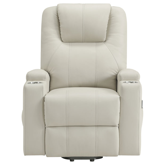 Armstrong Tufted Faux Leather Power Lift Massage Recliner Ivory
