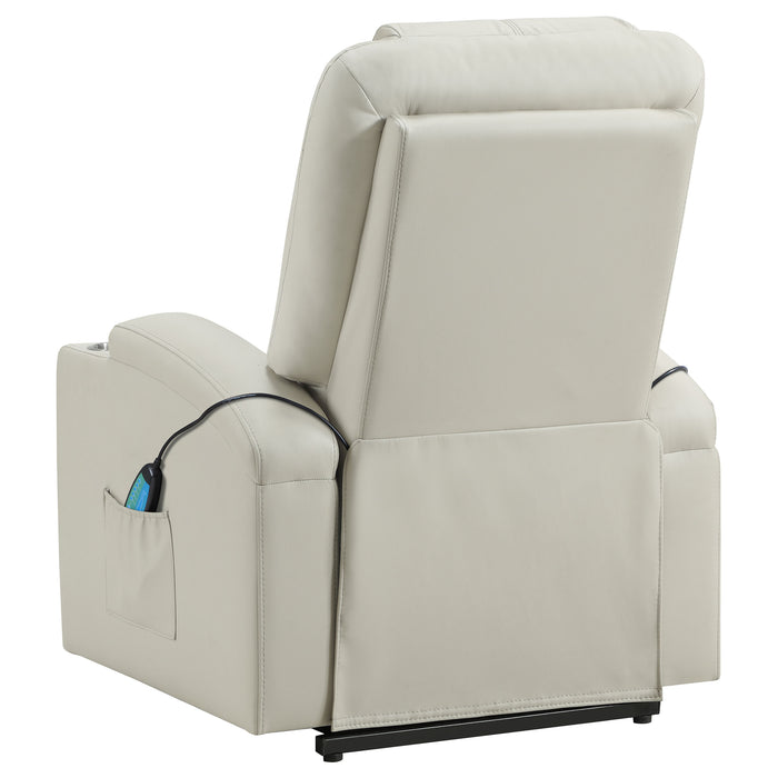 Armstrong Faux Leather Power Lift Massage Recliner Ivory