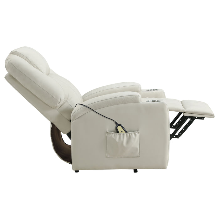 Armstrong Faux Leather Power Lift Massage Recliner Ivory