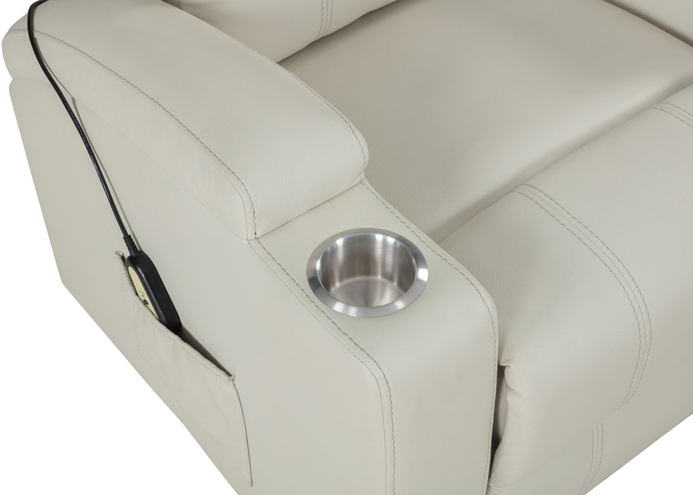 Armstrong Faux Leather Power Lift Massage Recliner Ivory