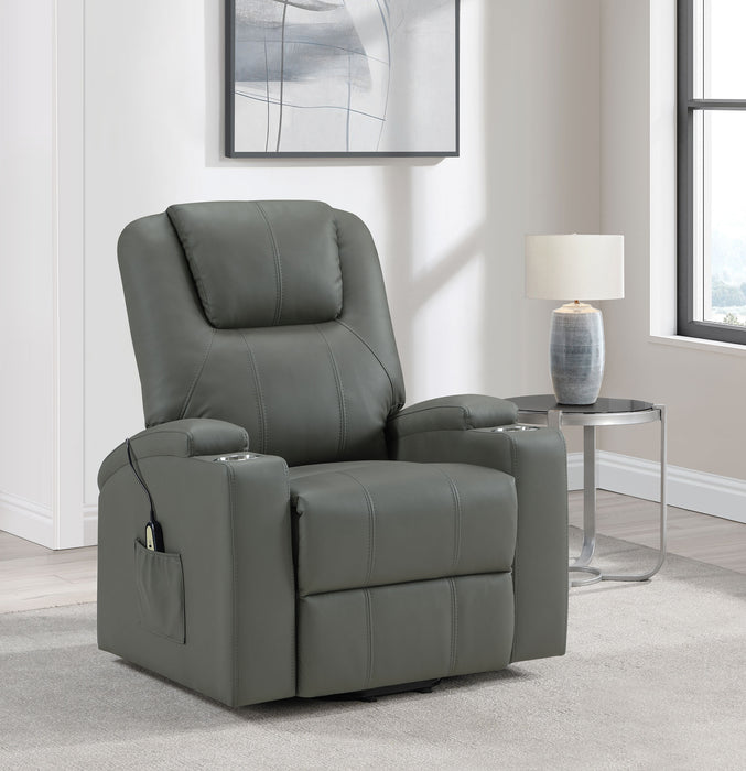 Armstrong Faux Leather Power Lift Massage Recliner Grey