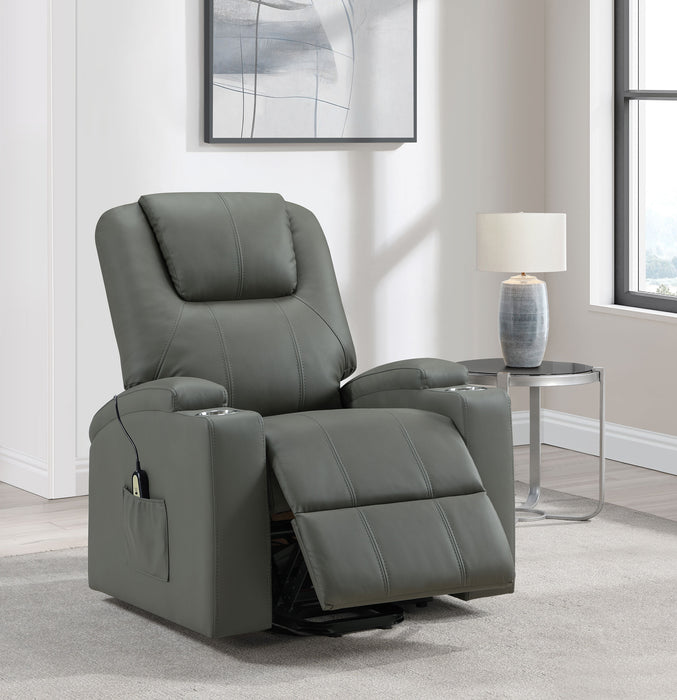 Armstrong Faux Leather Power Lift Massage Recliner Grey