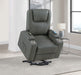 CoasterEveryday Armstrong grey faux leather power lift massage recliner with channel stitching