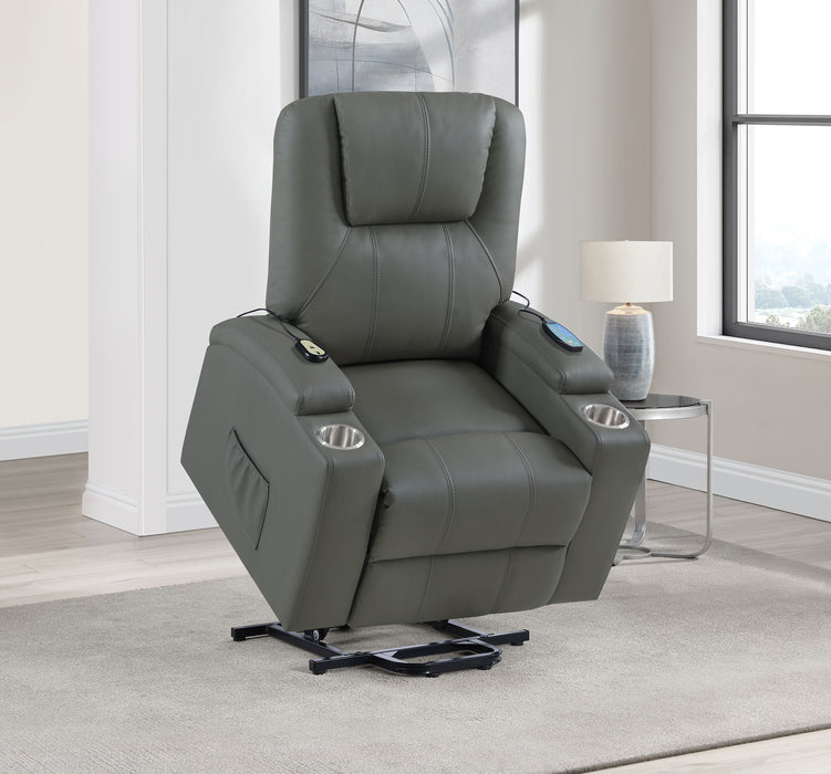 Armstrong Faux Leather Power Lift Massage Recliner Grey