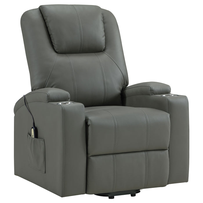 Armstrong Faux Leather Power Lift Massage Recliner Grey