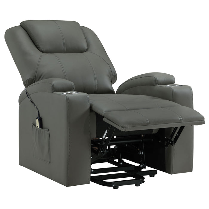 Armstrong Faux Leather Power Lift Massage Recliner Grey