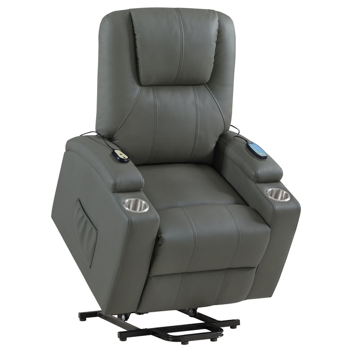 Armstrong Faux Leather Power Lift Massage Recliner Grey