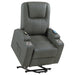 CoasterEveryday Armstrong grey faux leather power lift massage recliner with channel stitching