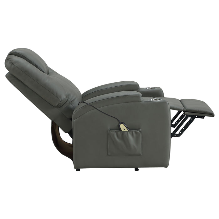 Armstrong Faux Leather Power Lift Massage Recliner Grey