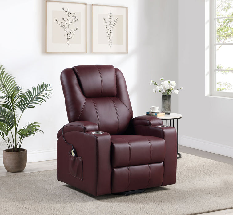 Armstrong Tufted Faux Leather Power Lift Massage Recliner Wine