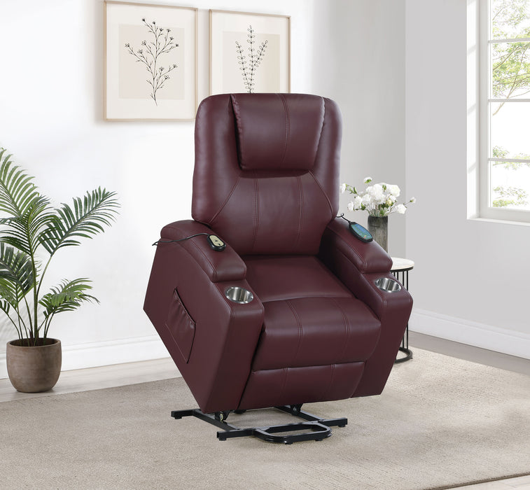 Armstrong Faux Leather Power Lift Massage Recliner Wine