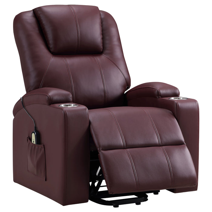 Armstrong Tufted Faux Leather Power Lift Massage Recliner Wine