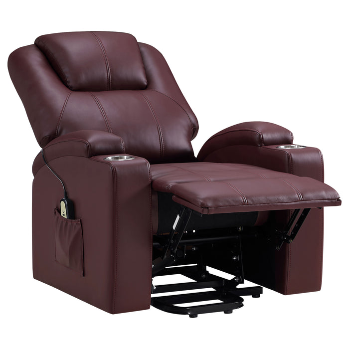 Armstrong Tufted Faux Leather Power Lift Massage Recliner Wine
