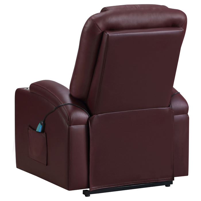 Armstrong Faux Leather Power Lift Massage Recliner Wine