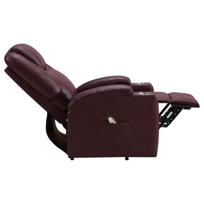 Armstrong Faux Leather Power Lift Massage Recliner Wine