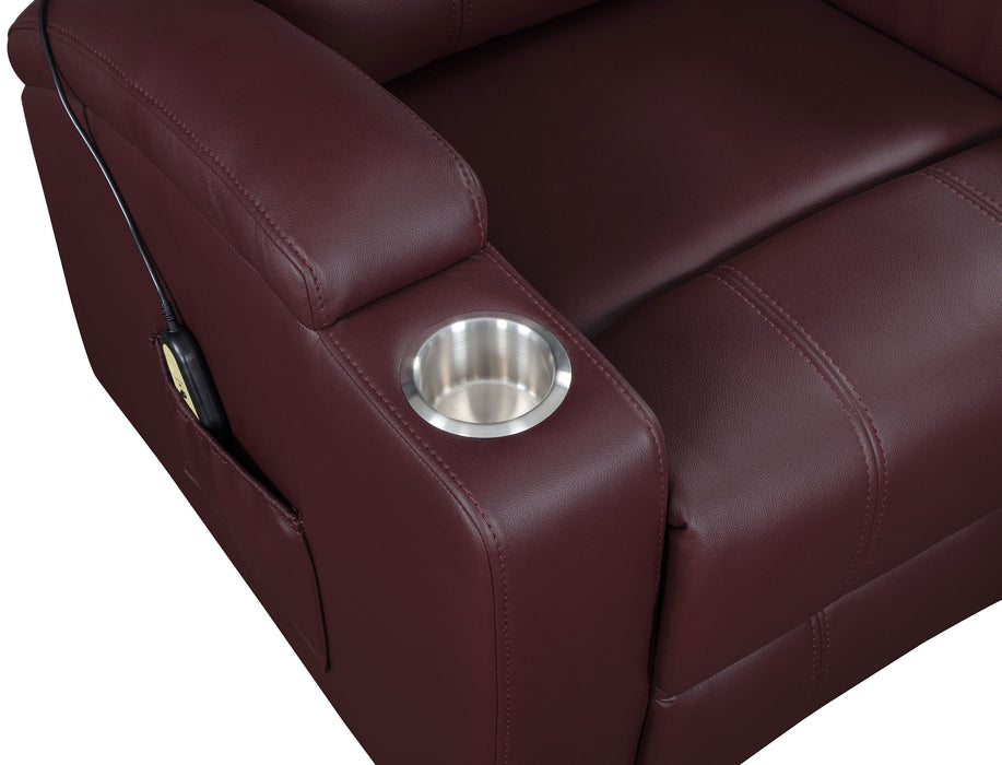 Armstrong Faux Leather Power Lift Massage Recliner Wine