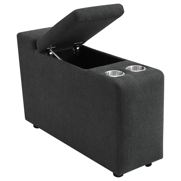 Collins Upholstered Modular Storage Console Dark Grey