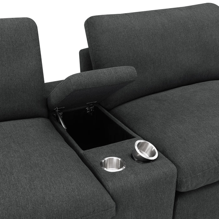 Collins Upholstered Modular Storage Console Dark Grey
