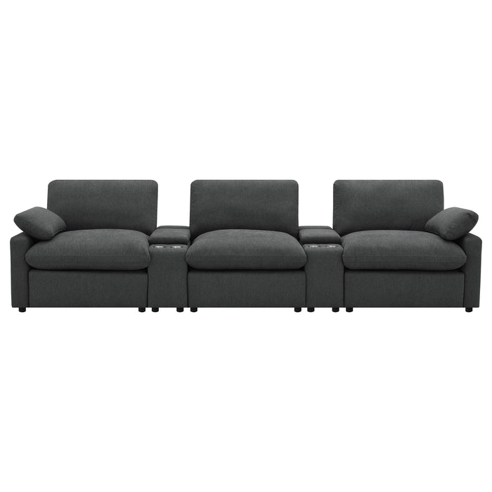 Collins 5-Piece Power Reclining Home Theater Seating Dark Grey