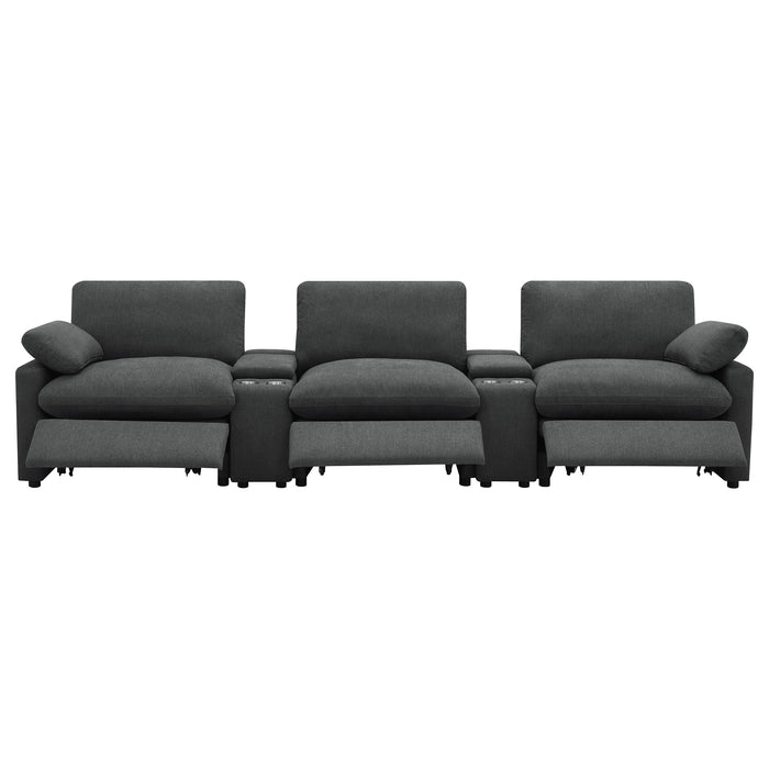 Collins 5-Piece Power Reclining Home Theater Seating Dark Grey