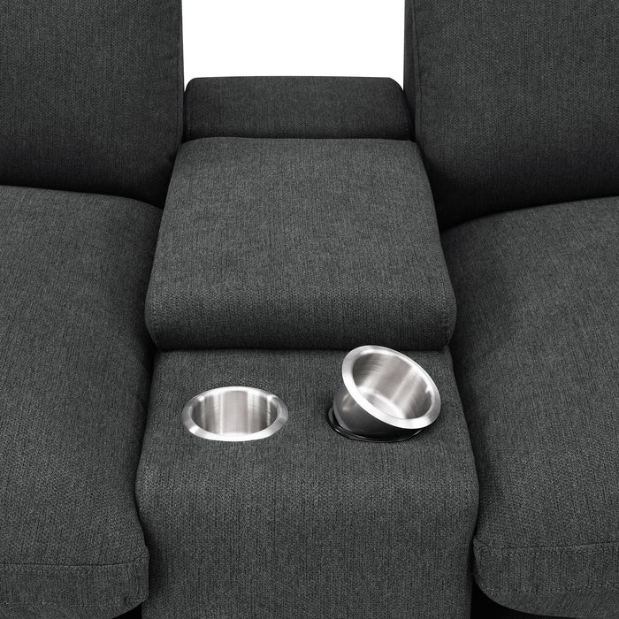 Collins 5-Piece Power Reclining Home Theater Seating Dark Grey