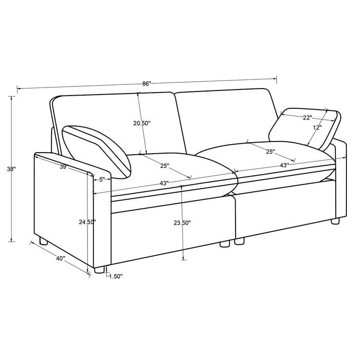 Collins Modular Power Loveseat Dark Grey