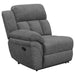 CoasterEssence Bahrain upholstered motion sofa in charcoal fabric with reclining seats