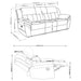 CoasterEssence Bahrain upholstered motion sofa in charcoal fabric with reclining seats and padded cushions