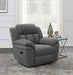 Bahrain upholstered glider recliner in charcoal by CoasterEssence