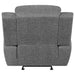 Bahrain upholstered glider recliner in charcoal by CoasterEssence