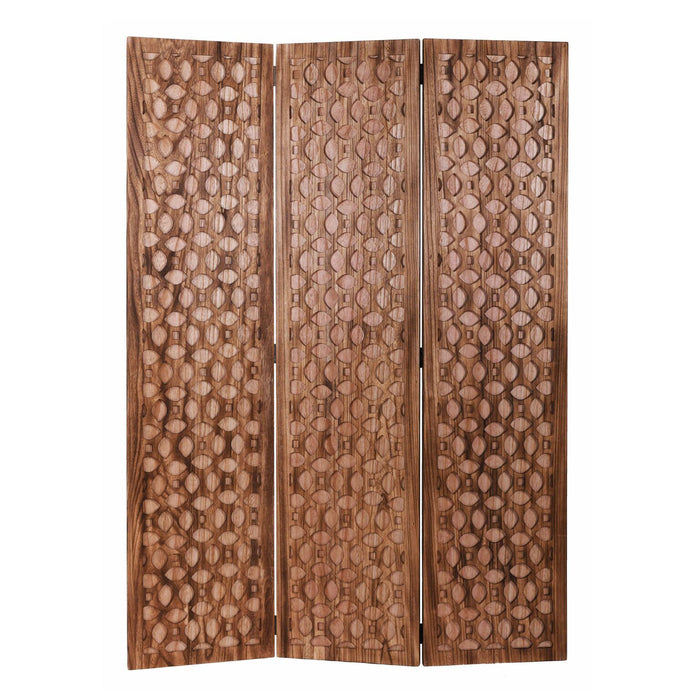 67" Folding Three Panel Screen Room Divider - Brown