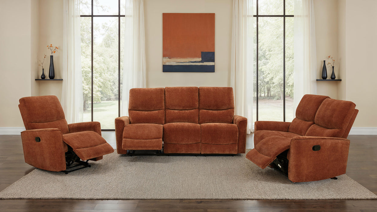 Navarro Chenille Upholstered Reclining Loveseat Burnt Orange