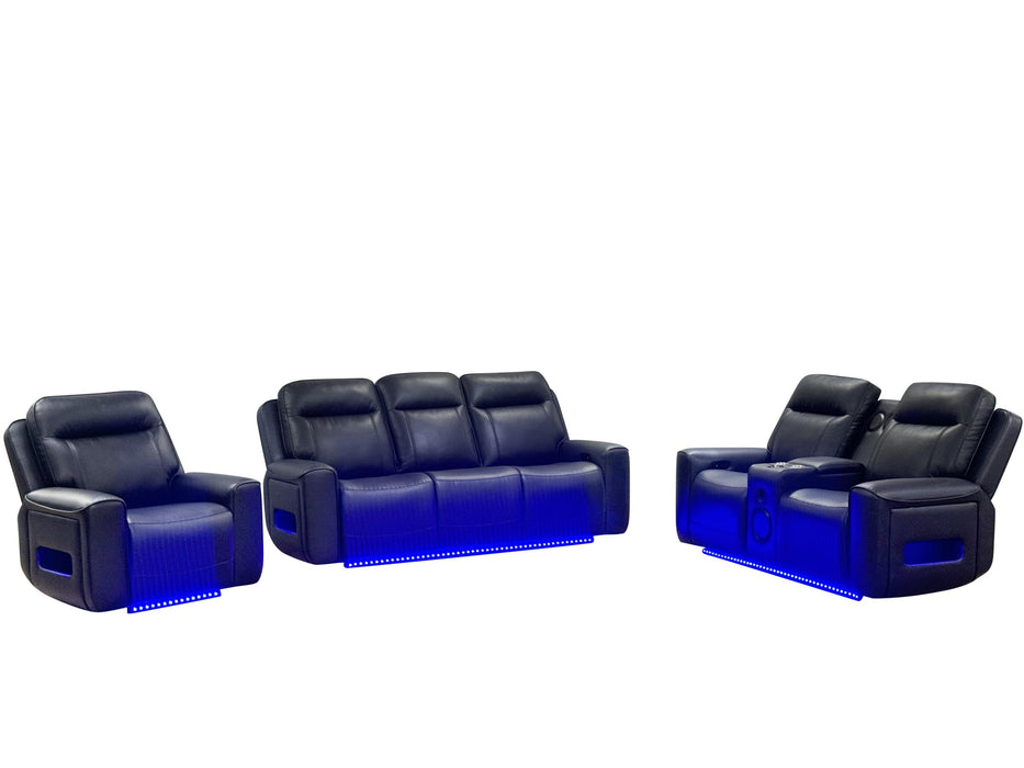 Rojas Dual Power Reclining Loveseat with Bluetooth and LED Lighting Black