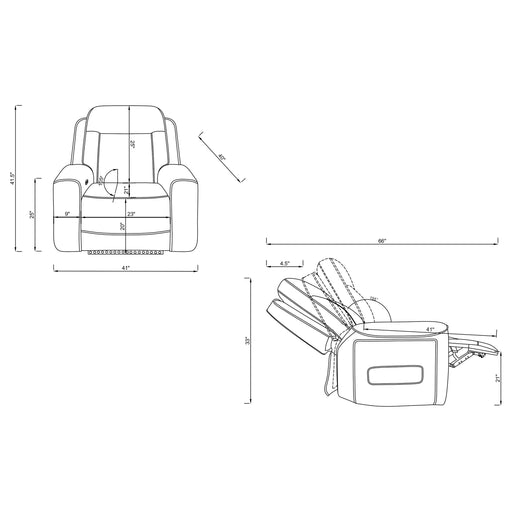 CoasterEveryday Rojas dual power recliner in black faux leather with LED accent lighting