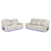 Rojas 2-piece dual power reclining sofa set by CoasterEveryday in greige with drop-down console