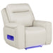 CoasterEveryday Rojas 3-piece dual power reclining sofa set in greige with drop-down console