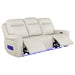 CoasterEveryday Rojas dual power reclining sofa in greige with drop-down console