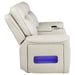 CoasterEveryday Rojas dual power reclining loveseat in greige with Bluetooth speakers