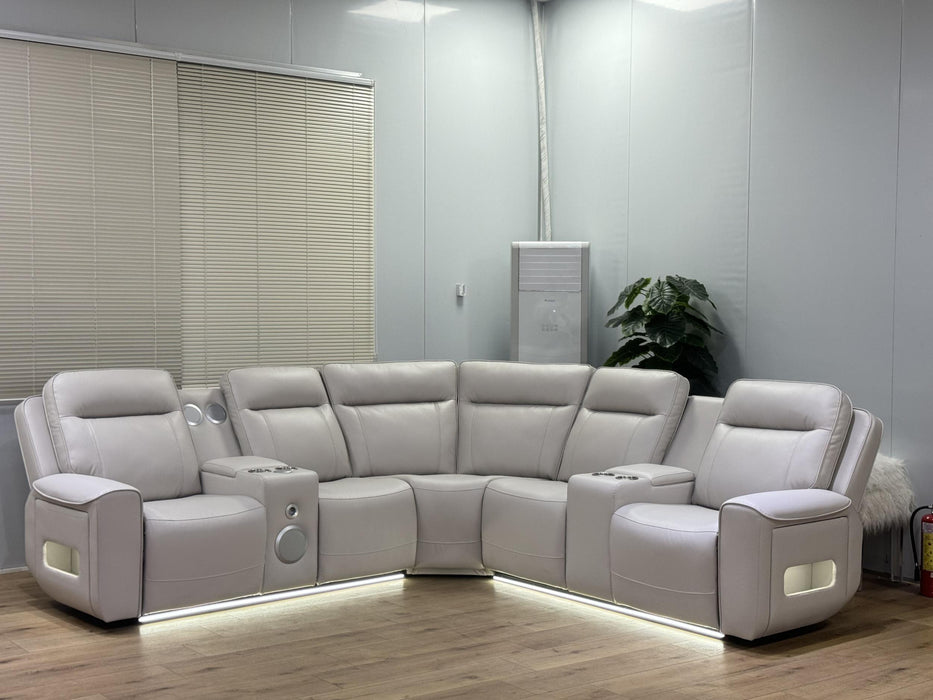 Rojas 3-Piece Dual Power L-Shaped Sectional Sofa with Bluetooth Greige