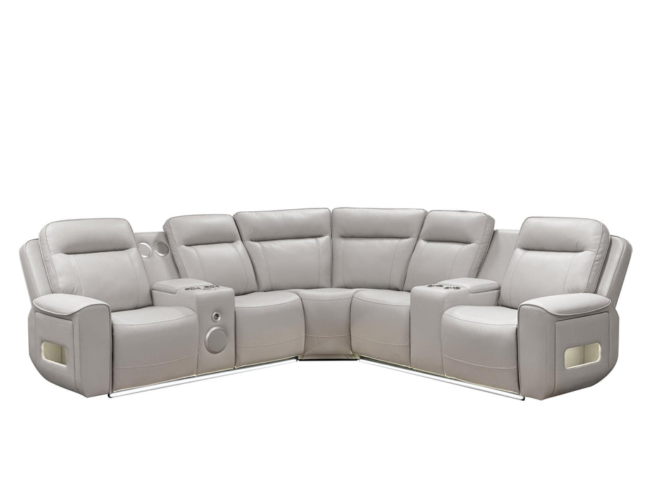 Rojas 3-Piece Dual Power L-Shaped Sectional Sofa with Bluetooth Greige