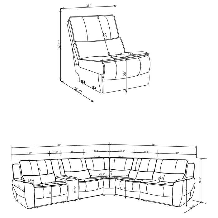 Marcell Transitional Armless Modular Sectional Chair Grey
